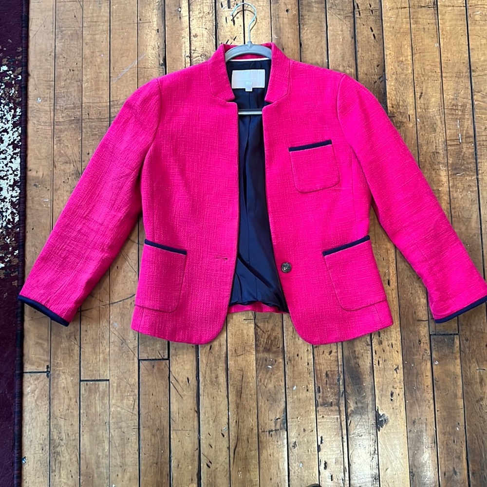 Pink tweed blazer from Banana Republic. Size 8P.